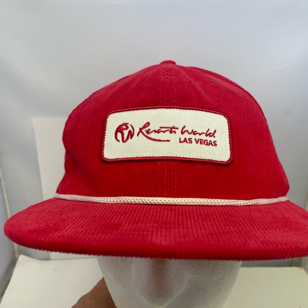 Las Vegas Hilton Resorts World Snapback Red Corduroy Rope Hat Cap Casino Hotels